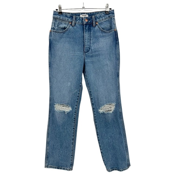 Wrangler Wild West Patty High Rise Distressed Cropped Straight Jeans Size 26 - Picture 2 of 12